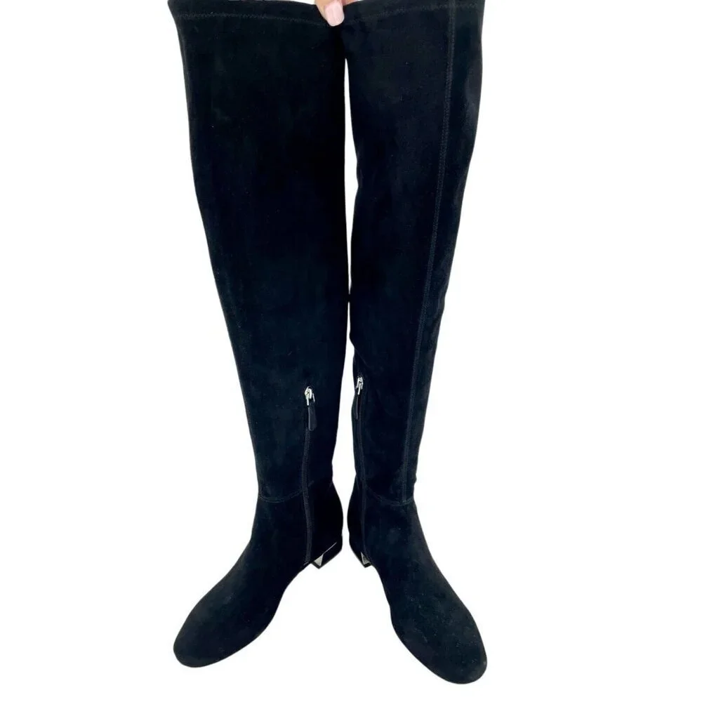 Tory Burch Gigi Black Suede Leather Stretch Over the Knee Boots 6 New $628